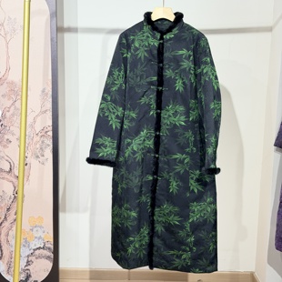 鹅绒服拼接水貂毛女士外套高端品牌新中式冬季加厚羽绒服女中长款