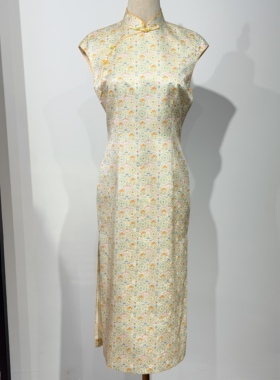 恰江南 |新中式斜襟黄色立领旗袍女2026新款改良复古高端素雅