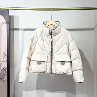 2025冬短款立领加厚休闲时尚羽绒服女韩版简约百搭白鸭绒外套