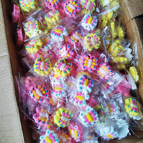 网红蝴蝶棉花糖3D立体卡通造型可爱糖果儿童奶茶咖啡摆件商用批发