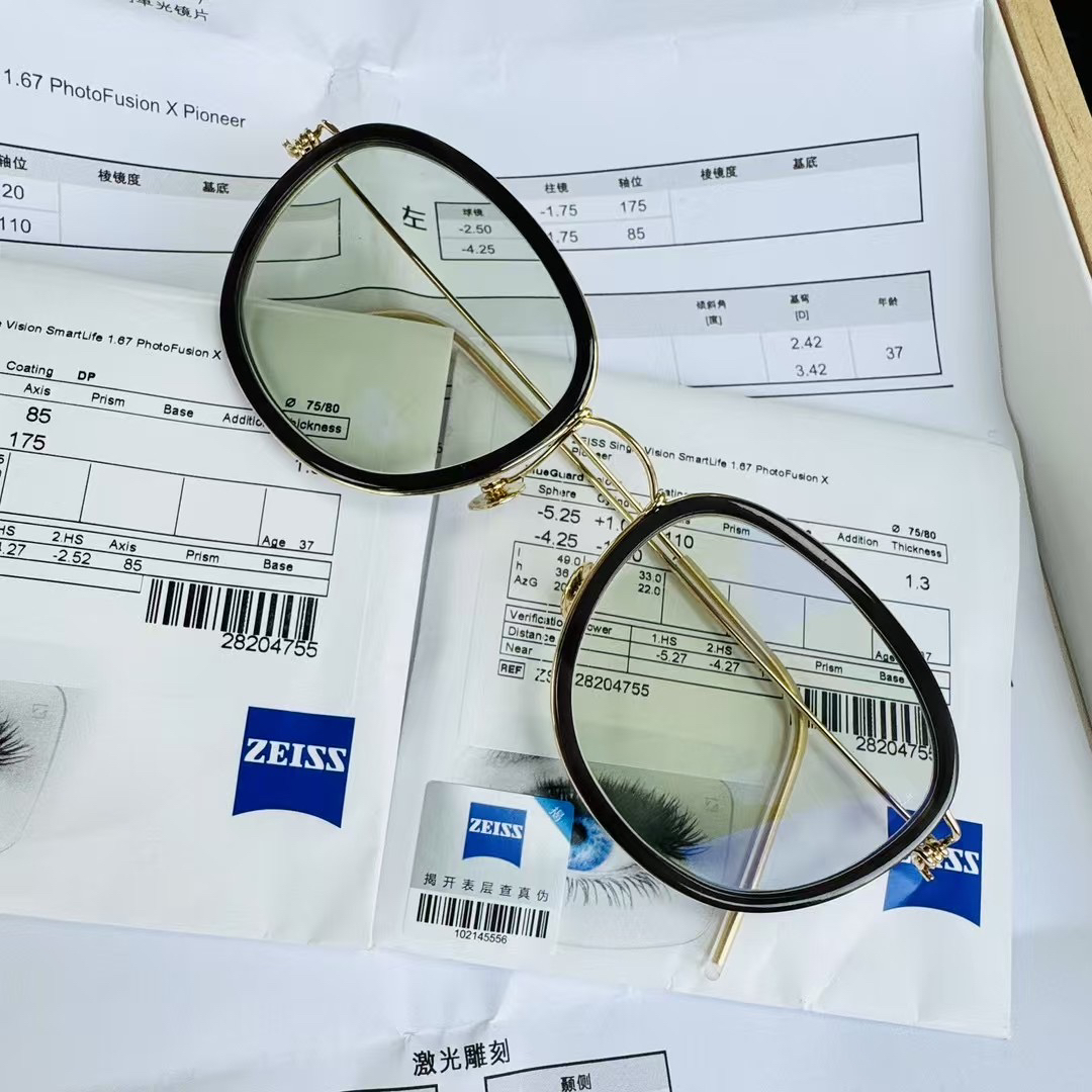 定制同款Lindberg林德伯格18K金贵金属近视眼镜框牛角内圈K金鼻托
