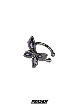 PSYCHO7 森系黑色蝴蝶耳夹耳环小众设计高级感ins复古网红耳饰品