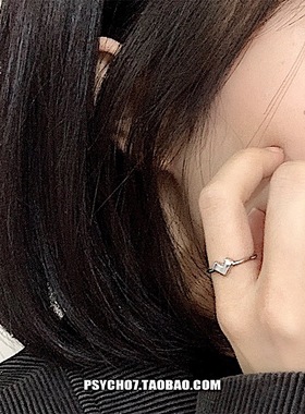 psycho7少女爱心细款ins镀银戒指