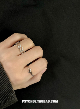 镂空爱心少女风百搭镀银戒指