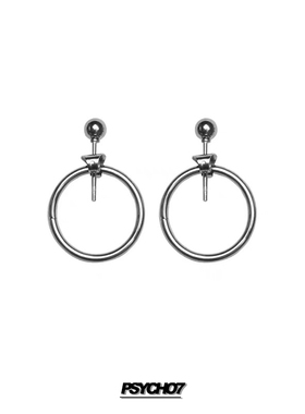 PSYCHO7极简几何钛钢圆圈后挂式耳环简约百搭不掉色个性耳钉男女