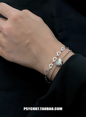 psycho7钛钢不掉色镂空爱心手链