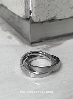 PSYCHO7 钛钢不掉色双环情侣戒指 小众简约百搭嘻哈情侣指环七夕