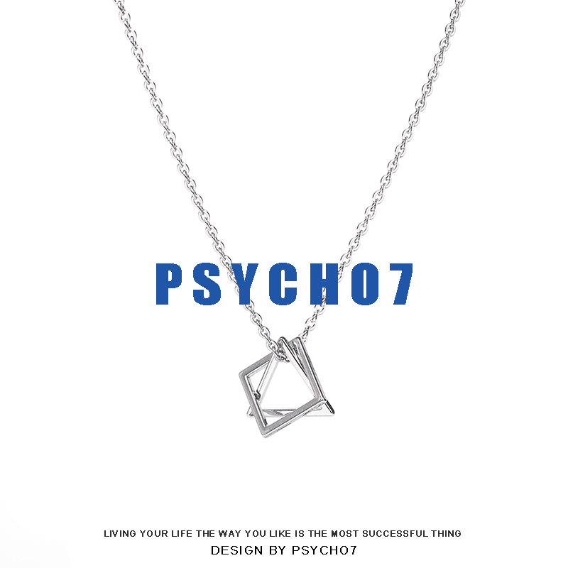 PSYCHO7 简约钛钢几何三角形方形情侣项链 ins极简潮流嘻哈毛衣链 饰品/流行首饰/时尚饰品新 项链 原图主图