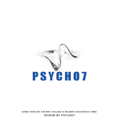 psycho7少女心电图镀银百搭戒指
