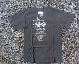 Stussy Tour Tee 巡游字母印花短袖美式复古T恤 男款 黑色