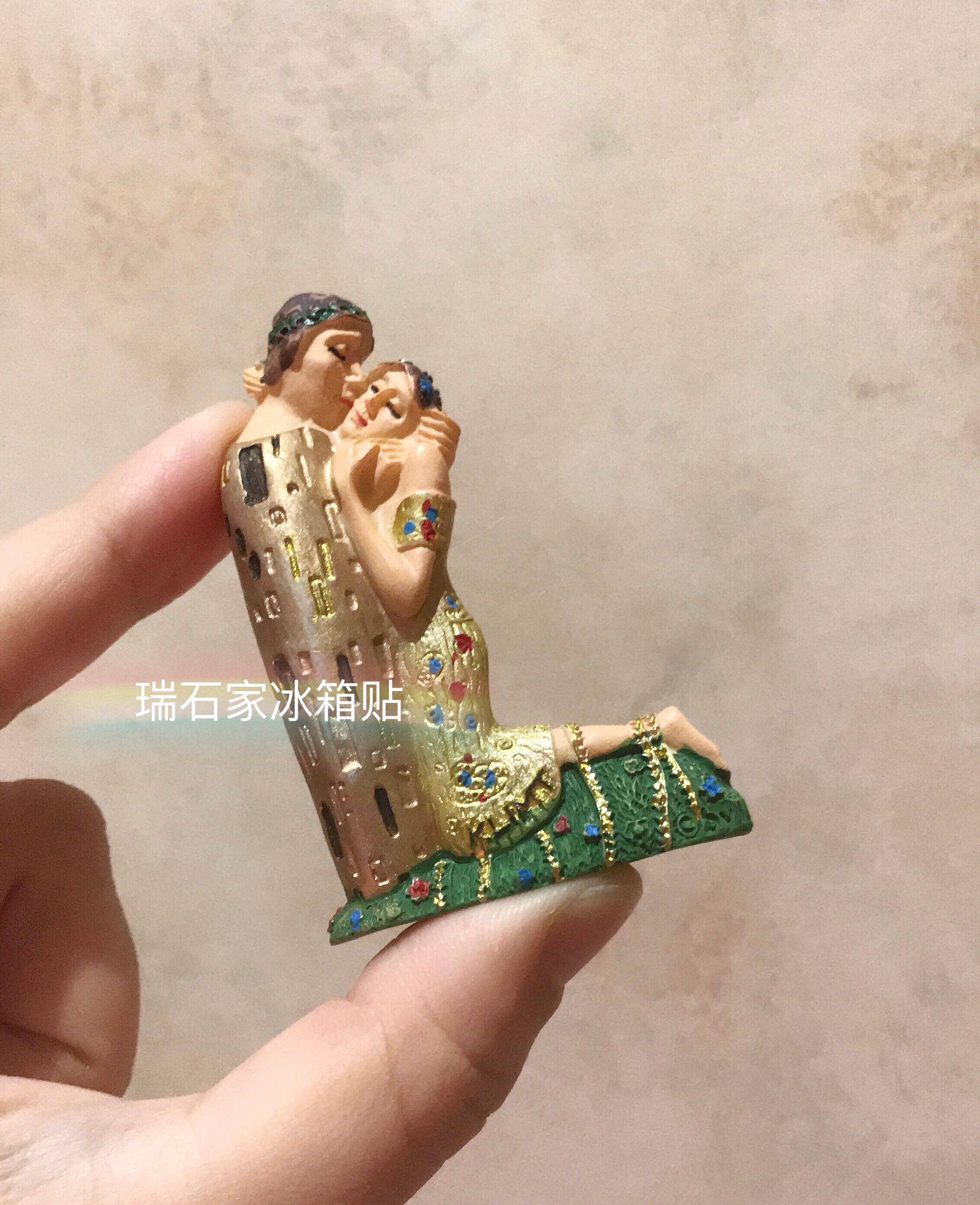 满58包邮名画吻奥地利油画树脂立体冰箱贴艺术磁贴美术馆装饰贴