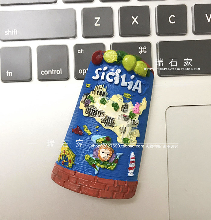 意大利观光纪念品树脂立体冰箱贴西西里岛sicilia 满58包邮