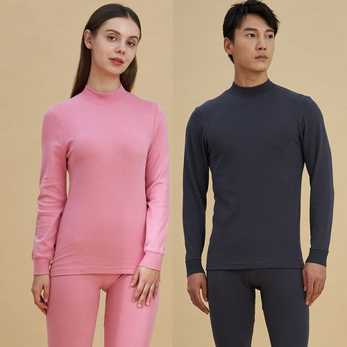 清仓半高领全棉宽松大码保暖套装