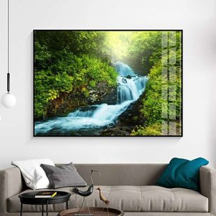 水往左边流挂画小溪流水风景客厅卧室背景墙装饰画水往右边流挂画