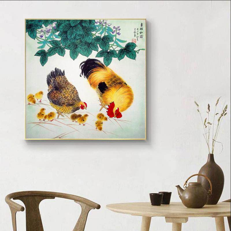 金鸡报晓图挂画鸡的装饰画 玄关装饰画 生肖鸡画吉祥鸡大公鸡墙画