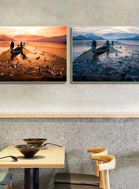 捕鱼图装饰画海鲜餐厅装饰画