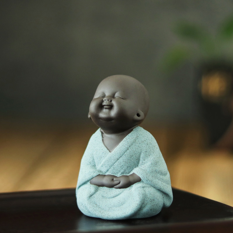 禅意精品紫砂小和尚茶宠茶玩功夫茶具配件可爱弥勒佛家居饰品摆件_虎窝淘
