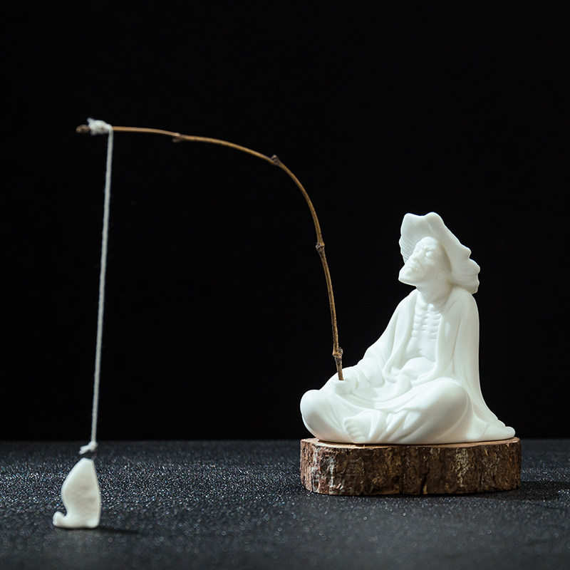 创意陶瓷姜太公钓鱼摆件人物渔翁微景观鱼缸水族流水器造景装饰品,家居饰品,装饰摆件,淘宝优惠券,粉丝福利购,淘宝优惠卷