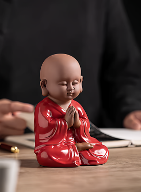 创意茶宠摆件小和尚精品可养茶盘茶台装饰茶空间功夫茶道茶具配件