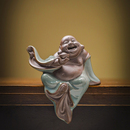 家居根雕小摆件 创意大肚陶瓷弥勒佛人物大肚笑佛禅意客厅玄关中式