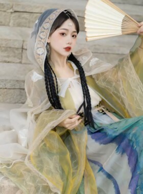魏晋风汉服女改良仙气飘逸广袖流仙裙古装全套春夏花仙记昼雪破裙