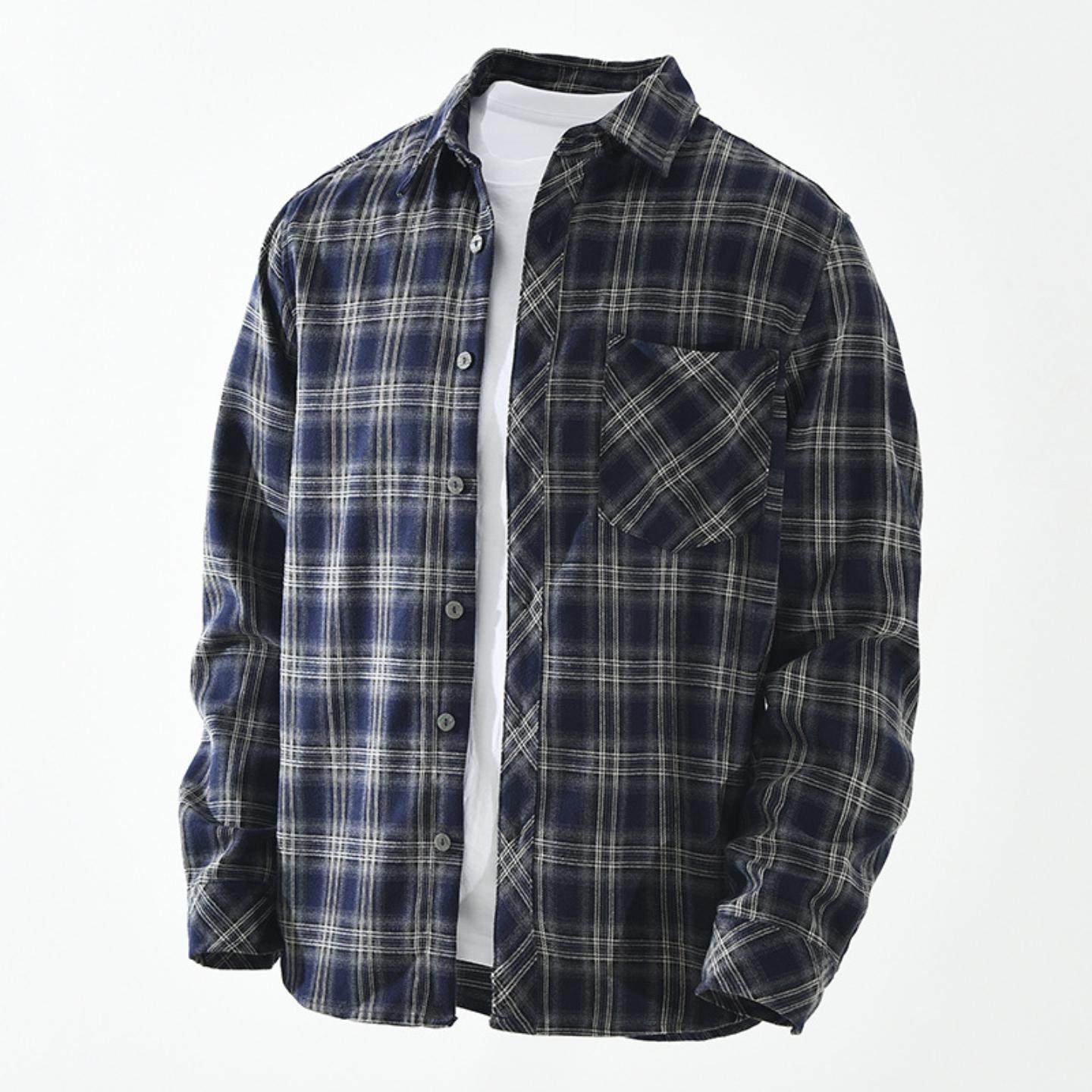 7967日系格子潮流长袖衬衫男士时尚百搭文艺休闲宽松上衣,男装,衬衫,淘宝优惠券,粉丝福利购,淘宝优惠卷