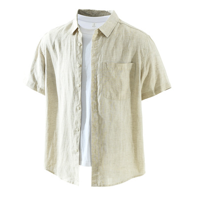 新款日系复古老钱风宽松短袖衬衫