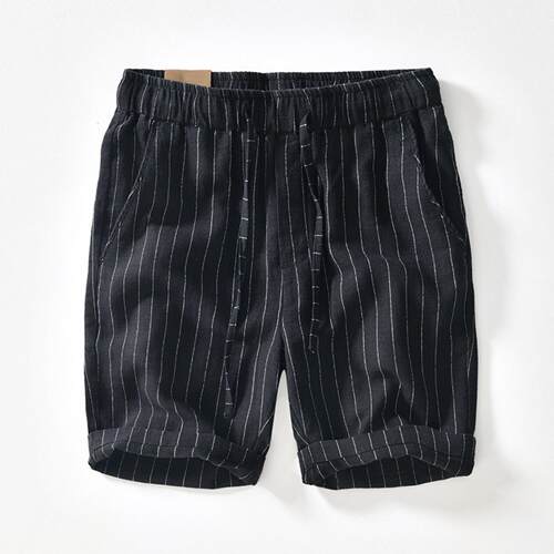 夏季透气棉麻沙滩短裤男
