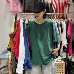宽松休闲圆领百搭纯棉短袖 TYJR夏季 2025韩版 新款 T恤上衣57376 女装