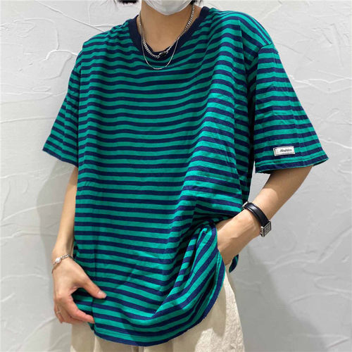 TYJR韩版宽松短袖条纹T恤女上衣