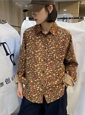 TYJR 衬衣秋季新款女装2024韩版宽松碎花纯棉长袖衬衫女上衣93635