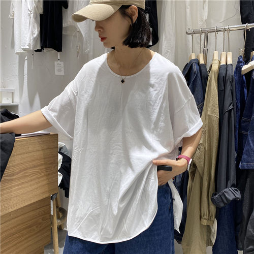 TYJR宽松中长短袖T恤女2024新款