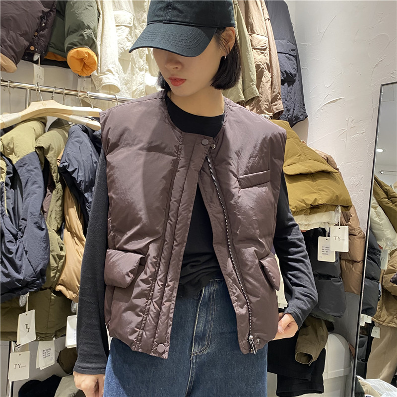 TY1980秋冬新款短款羽绒服马甲女