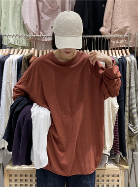 TYJR 春季新款女装2025韩版宽松圆领简约百搭长袖T恤女上衣58110