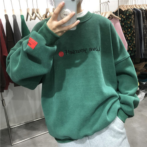 TY1980圆领宽松加绒加厚卫衣女