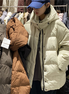 TYJR 冬季2024新款韩版宽松加厚保暖白鸭绒连帽羽绒服外套女95922