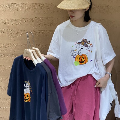TYJR宽松圆领卡通印花短袖T恤女