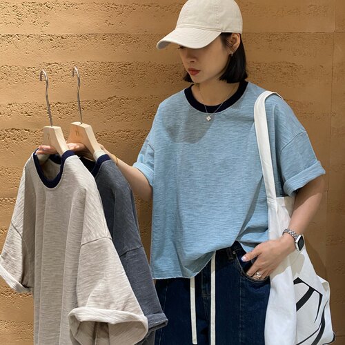 TYJR韩版宽松圆领短袖T恤女上衣