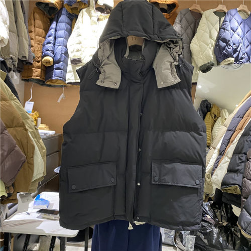 TYJR连帽加厚中长款羽绒服马甲女