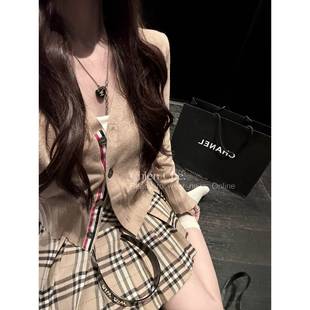 车迟恩Chin外 秋撞色条纹收腰香风 千小金感毛C240382衣针织e开衫