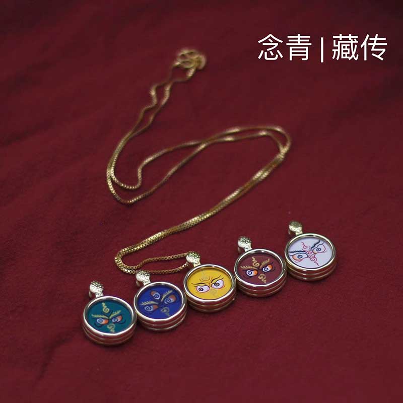 西藏小唐卡财神佛眼随身矿物质