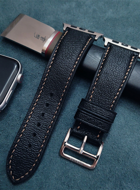 手工定制适用applewatchSeries11098苹果手表iwatchultra真皮表带