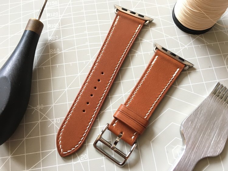 apple苹果手表华为iwatch1098se真皮表带巴哈尼亚棕色福宝马鞍皮