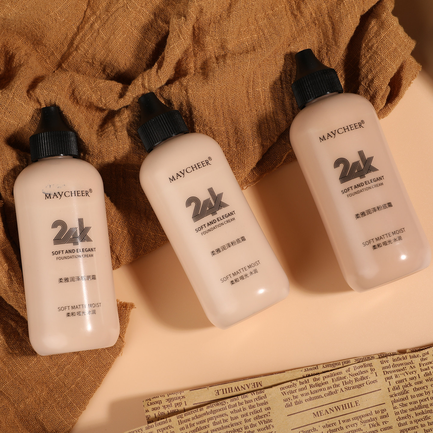 化妆师专用推荐24K粉底液遮瑕持久不脱妆干皮粉底液巨好用送粉扑