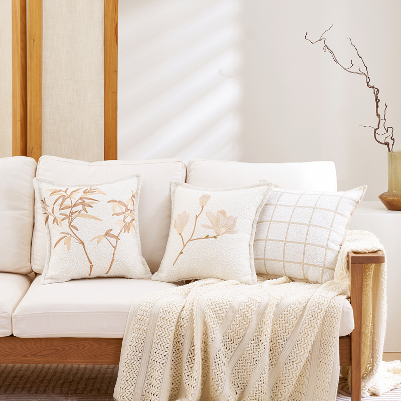 国风圈圈纱刺绣抱枕靠垫