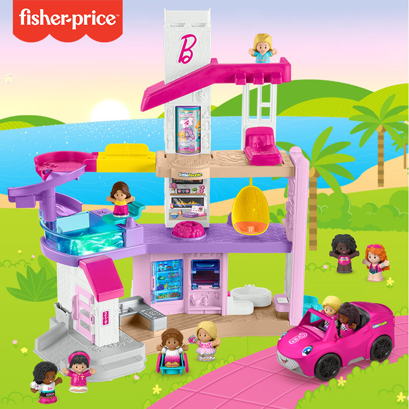 费雪芭比娃娃barbie小小探索家之芭比梦想豪宅过家家玩具公主系礼