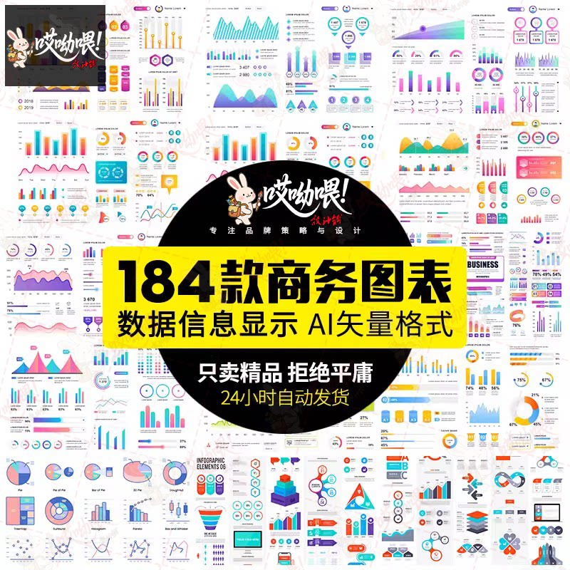 可视化流程数据信息显示图表分析商务会议图表统计ai矢量素材模板