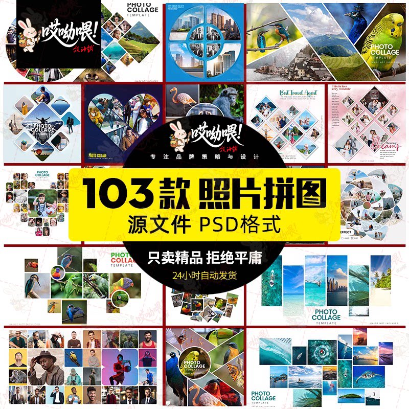 照片拼图相册模板毕业季儿童纪念册校园同学录创意PSD设计素材