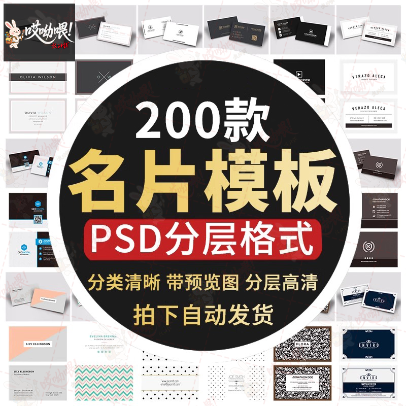 欧美简约商业企业公司个体二维码名片模板 PSD分层设计素材含字体