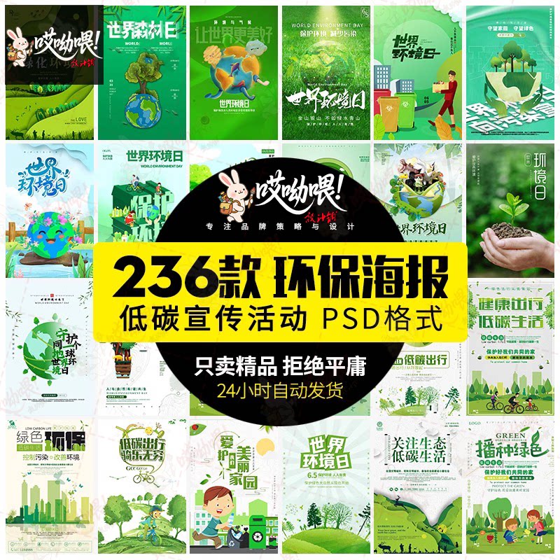 2025环保保护环境绿色低碳出行文明植树海报PSD分层设计素材模板